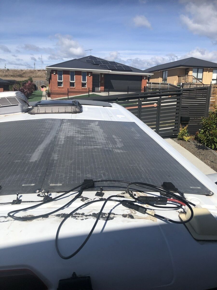 Flexible solar panels flush on the roof